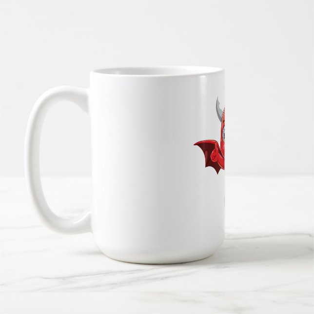 Söt seriefigur flygande djävul kaffemugg (Vänster)