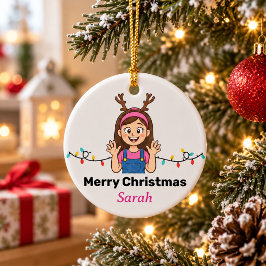 Söt seriefigur Glad jul semester Julgransprydnad Keramik