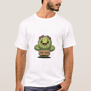 Söt seriefigur-kaktus som erbjuder gratis kramar t shirt
