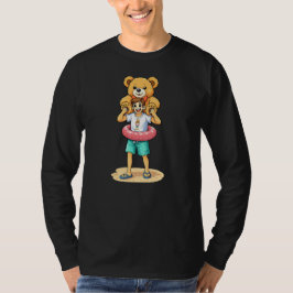 Söt seriefigur man med jätte teddybjörn sommar kul t shirt