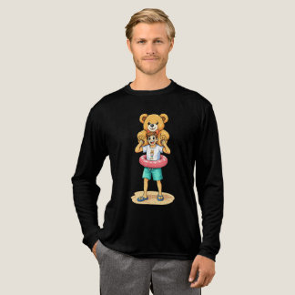 Söt seriefigur man med jätte teddybjörn sommar kul t shirt