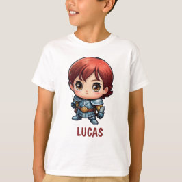 Söt seriefigur riddare t-shirt för barn med eget n