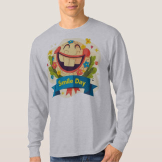 Söt seriefigur stor leende dag firande märke t shirt