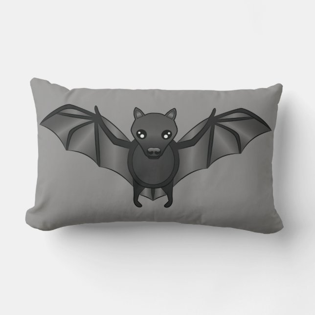 Söt seriefladdermus Halloween-illustration Lumbarkudde (Framsida)