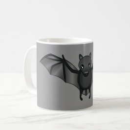Söt seriefladdermusillustration på grått kaffemugg