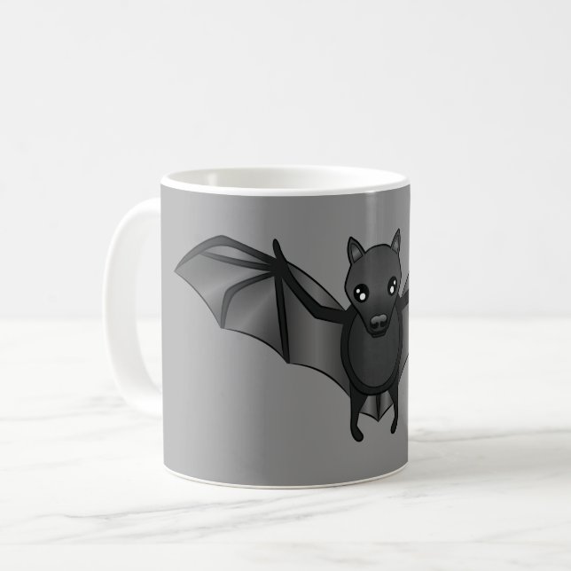 Söt seriefladdermusillustration på grått kaffemugg (Framsida vänster)