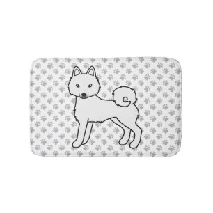 Söt seriehund av vit Alaskan Klee Kai-ras Badrumsmatta