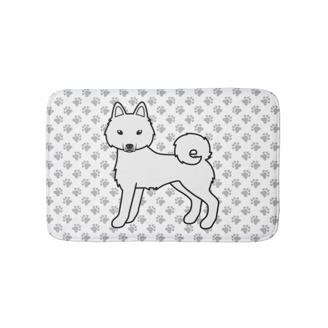 Söt seriehund av vit Alaskan Klee Kai-ras Badrumsmatta (Framsidan)