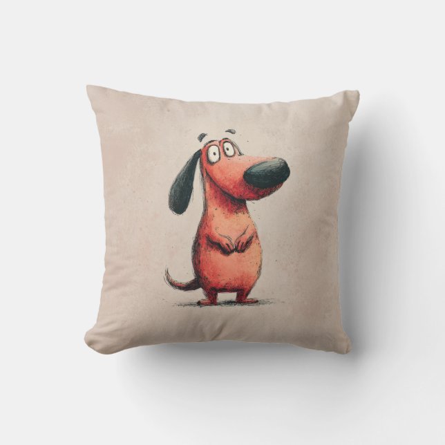 Söt seriehund skiss illustration kudde (Framsida)