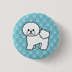 Söt serieillustration av Bichon Frise-hund Knapp