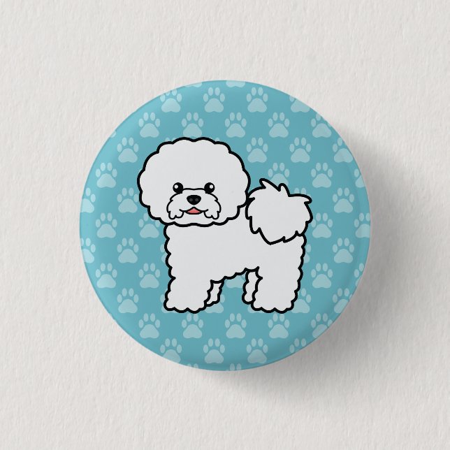 Söt serieillustration av Bichon Frise-hund Knapp (Framsida)