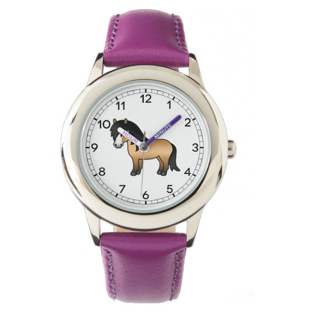 Söt serieillustration av buckskin Shetlandsponny Armbandsur (Framsida)
