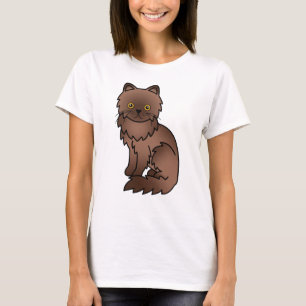 Söt serieillustration av chokladfärgad perserkat t shirt