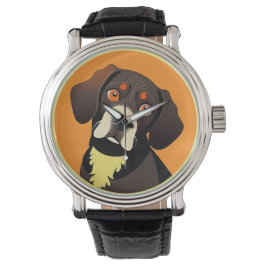 Söt serieillustration av en valp armbandsur