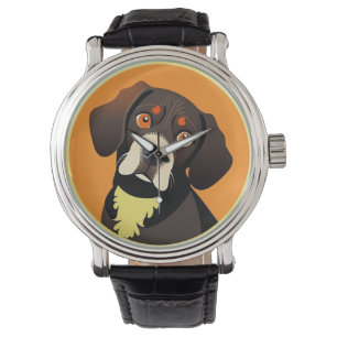 Söt serieillustration av en valp armbandsur