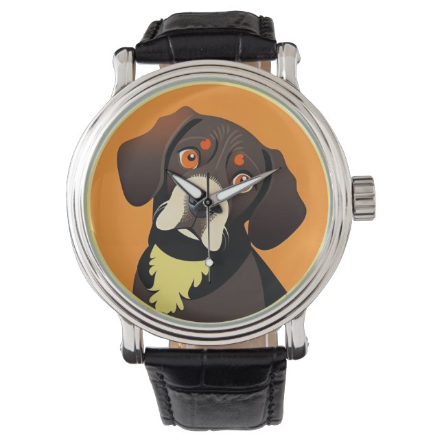 Söt serieillustration av en valp armbandsur (Framsida)