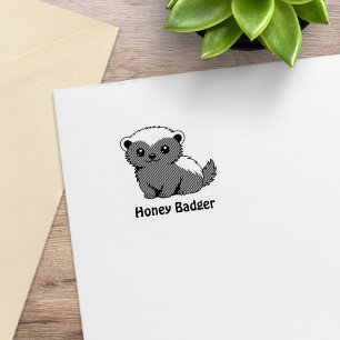 Söt serieillustration av honungsgrävling 1x1 stämpel