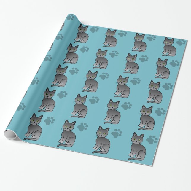 Söt serieillustration av Korat-katt Presentpapper (Utrullad)