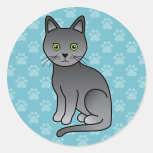 Söt serieillustration av Korat-katt Runt Klistermärke