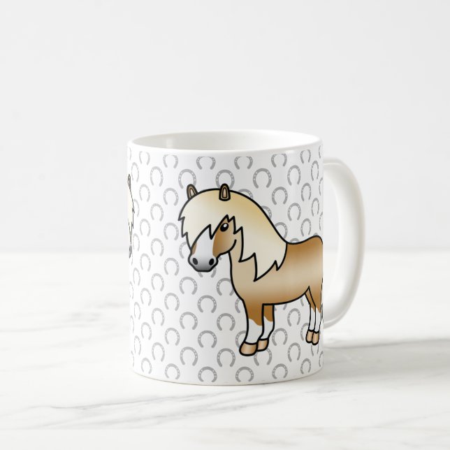 Söt serieillustration av Palomino Shetlandponny Kaffemugg (Framsida höger)