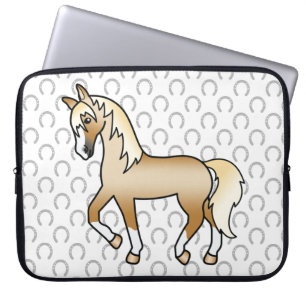 Söt serieillustration av Palomino Travhäst Laptop Fodral