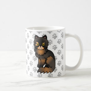 Söt serieillustration av perserkatten Tortie Point Kaffemugg