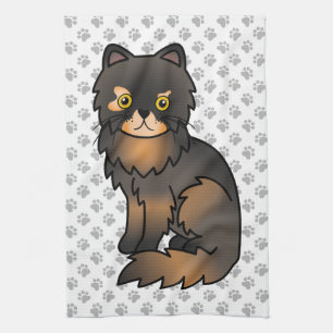 Söt serieillustration av perserkatten Tortie Point Kökshandduk