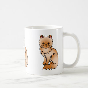 Söt serieillustration av röd persisk katt kaffemugg