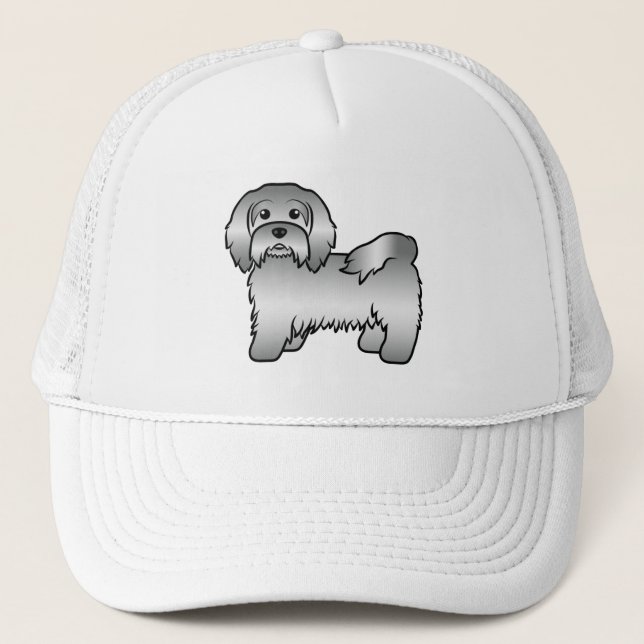 Söt serieillustration av silverfärgad Havanese hun Keps (Framsida)