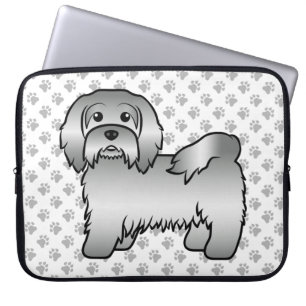 Söt serieillustration av silverfärgad Havanese hun Laptop Fodral