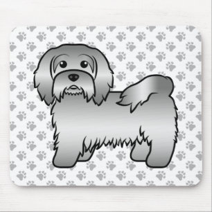 Söt serieillustration av silverfärgad Havanese hun Musmatta
