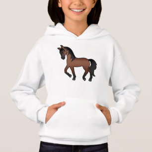Söt serieillustration av travande häst i valnötsbr t shirt