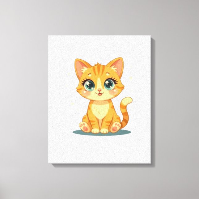 Söt seriekat – förtjusande kattillustration canvastryck (Framsida)