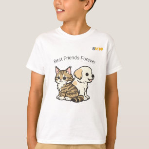 Söt seriekatten och hund bästa vänner barn t-shirt