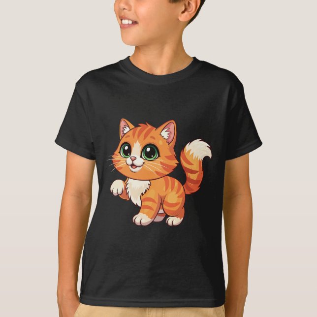 Söt seriekatts t-shirt för barn (Framsida)