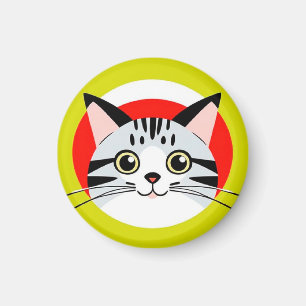 Söt seriekattsansikte med djärn grafisk design magnet