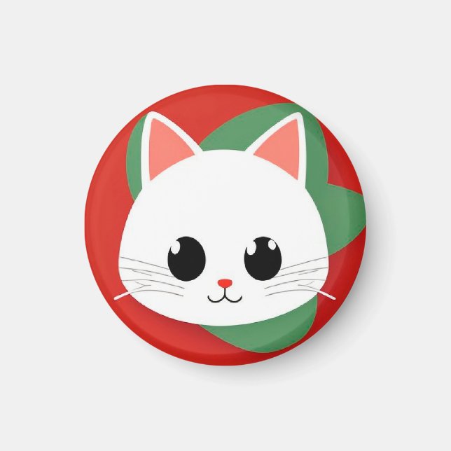 Söt seriekattsansikte med djärv grafisk design magnet (Framsidan)
