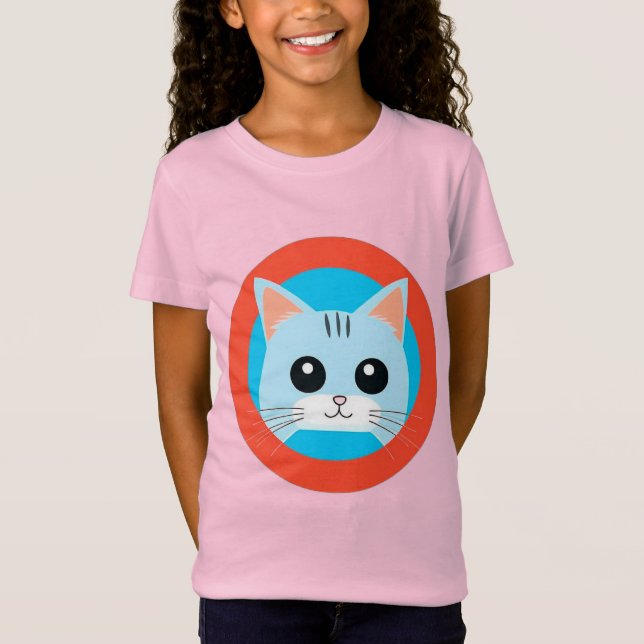 Söt seriekattsansikte t shirt (Framsida)