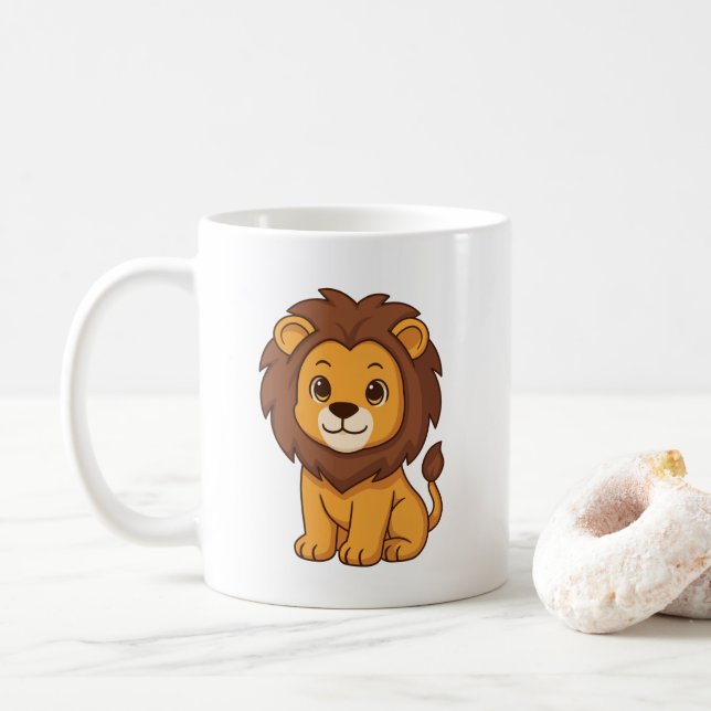 Söt serielev lejon kaffemugg (Med munk)