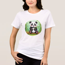 Söt seriepanda på bambupatch t shirt