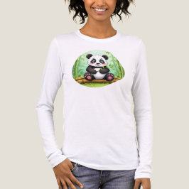 Söt seriepanda på bambupatch t shirt