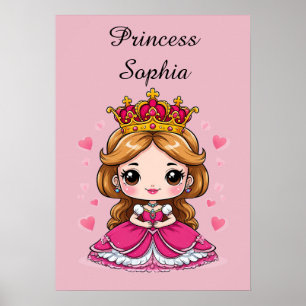 Söt serieprinsessa i rosa klänning poster