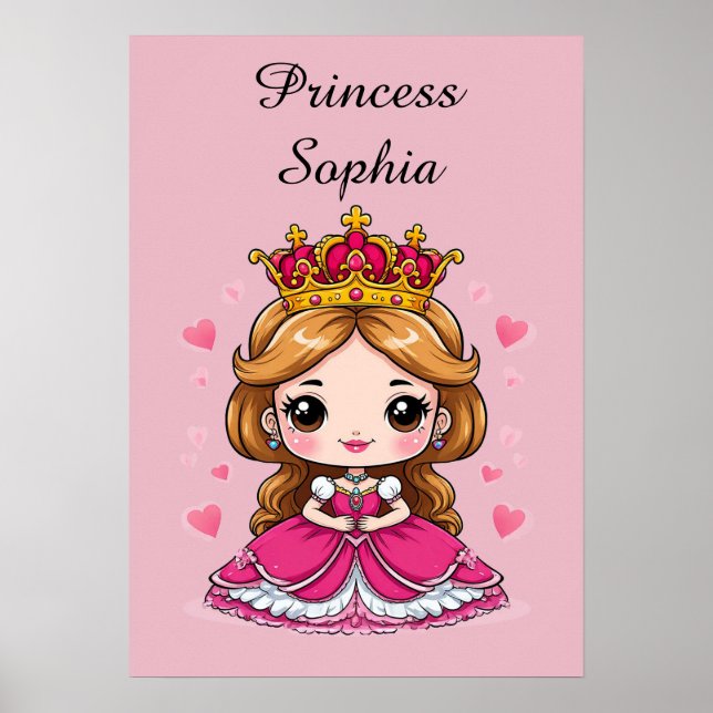 Söt serieprinsessa i rosa klänning poster (Framsidan)