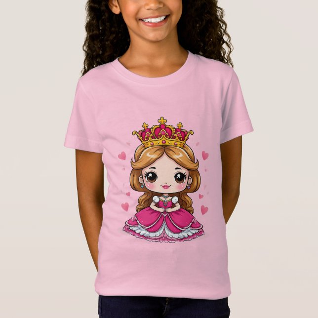 Söt serieprinsessa i rosa klänning t shirt (Framsida)