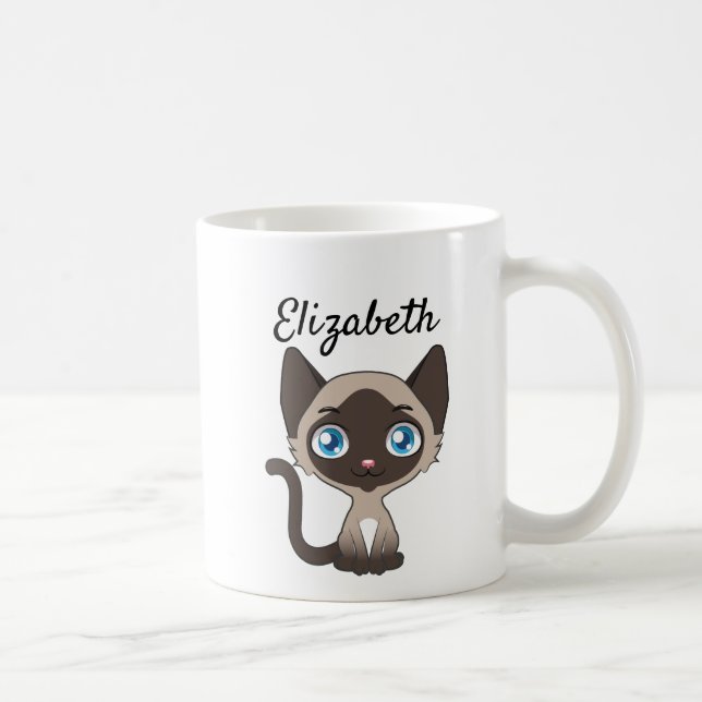 Söt serietecknad siamesisk katt kaffemugg (Höger)