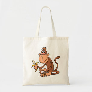 Söt serieteckning apa med banan rolig djur tygkasse