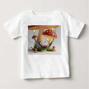 Söt serieteckning apa som sover i en magisk svamp t shirt