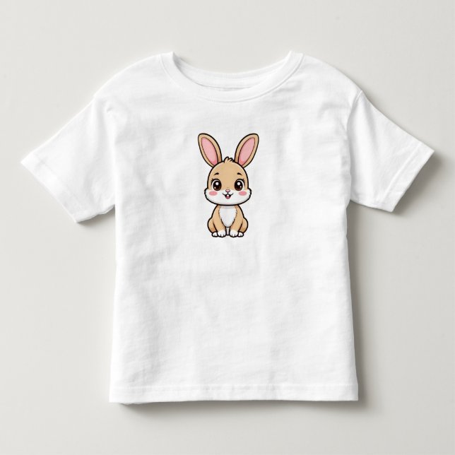Söt serieteckning kanin sittande t shirt (Framsida)
