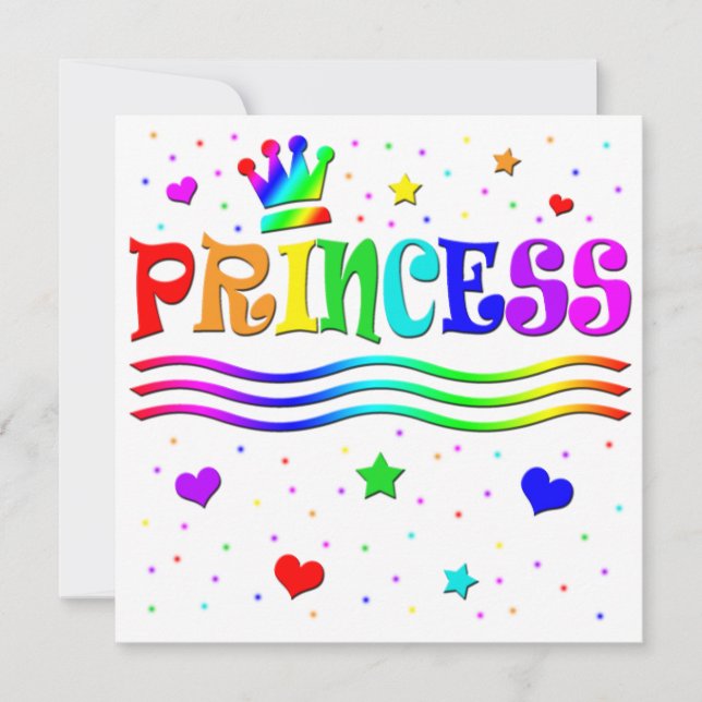Söt serieteckning prinsessa flicka baby shower inbjudningar (Framsida)