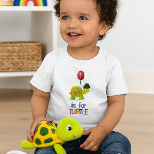 Söt serieteckning T är för sköldpadda alfabet Shirt